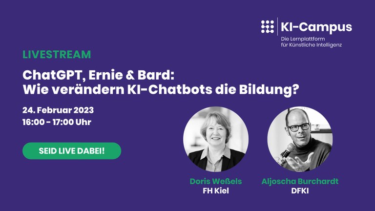 KI-Campus-Livestream Bild: Einladung zum KI-Campus-Livestream