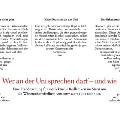 Foto eines Ausschnitts des Artikels „Wer an der Uni sprechen darf – und wie“