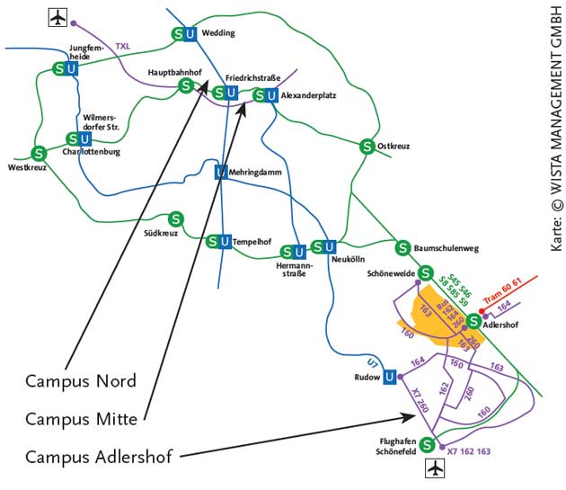 Übersicht Anfahrt Campus Übersichtskarte zur Anfahrt
