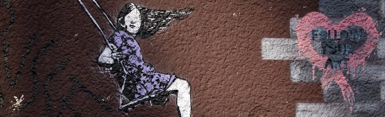 Kind Schaukel Herz Street Art