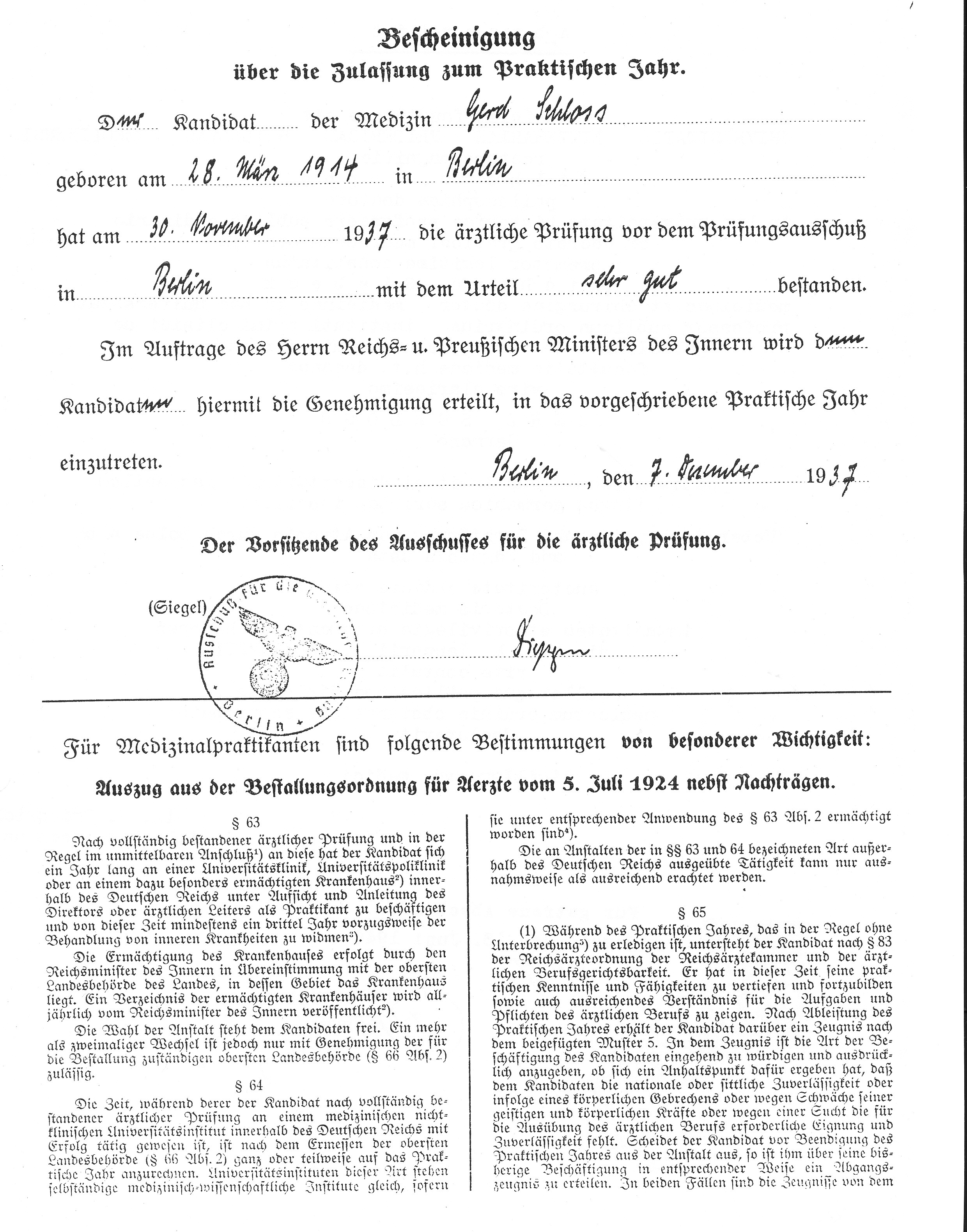 Zulassung 1937