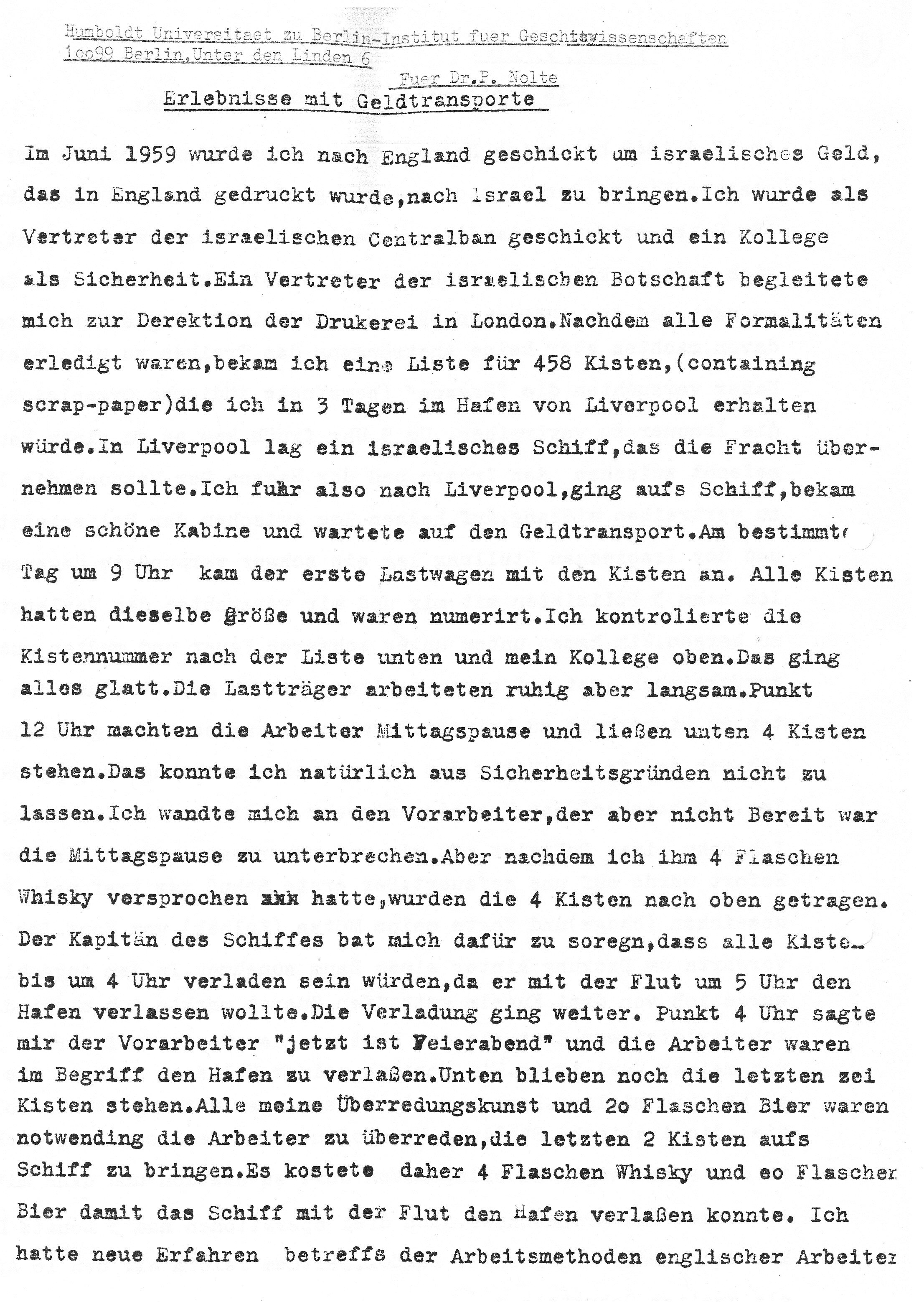 Erlebnisse mit Geldtransporten