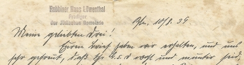 Hans Gabriel Löwenthal Letter