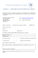 Confirmation for Student Stay Abroad Schweiz