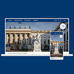 Die Grafik zeigt Mockups von einem Laptop und einem Smartphone, auf denen die Startseite der neuen Website geöffnet ist.