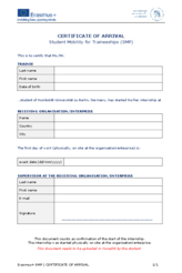 Certificate of Arrival